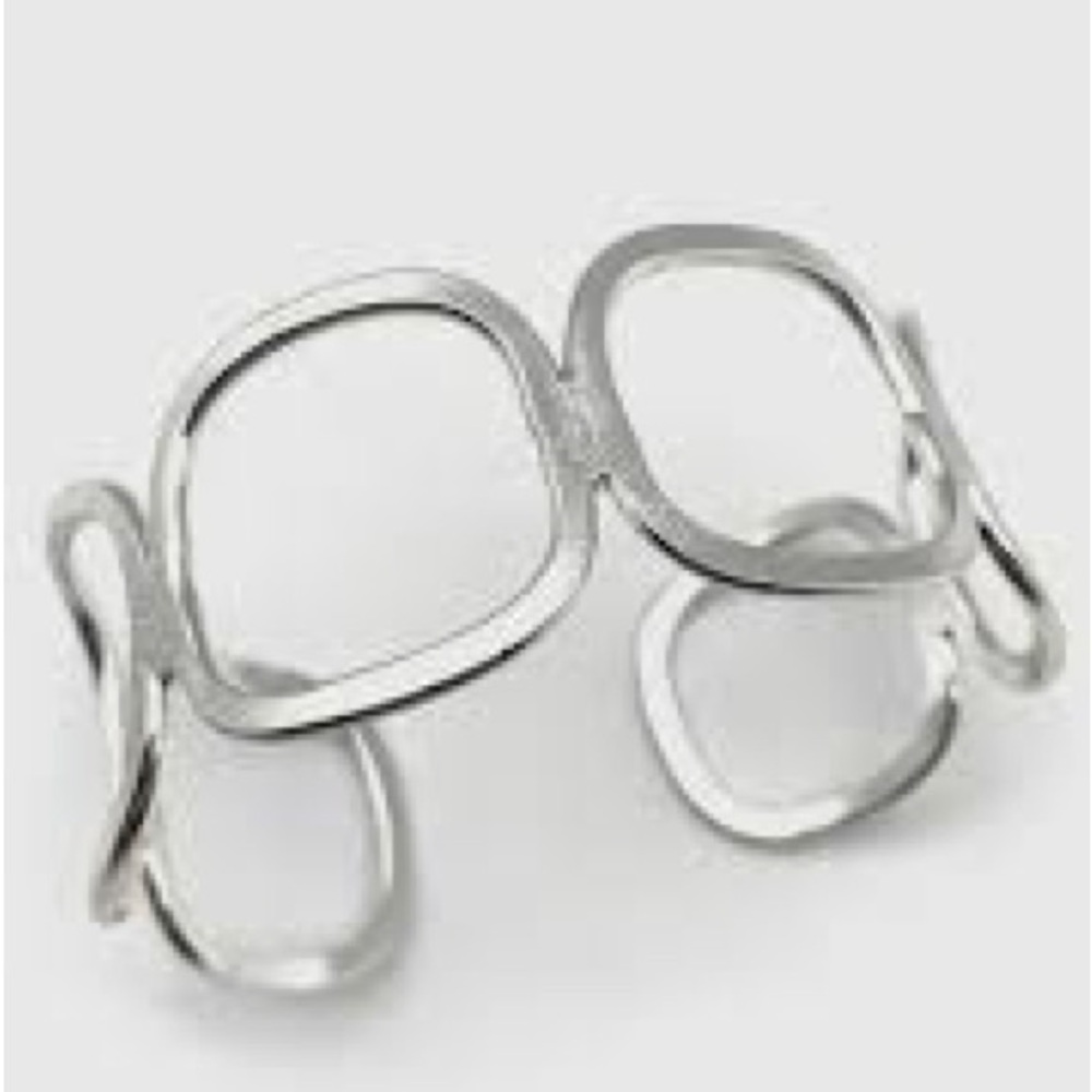 Anju Silver Tone Bracelet Open Circle Cuff Design Size Small Medium Adjustable